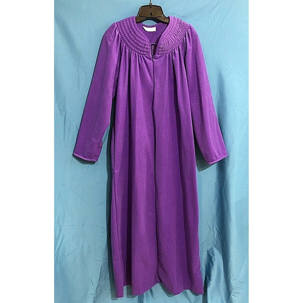 NWT VTG LARA DEE By Charm WARM FLEECE 1/2-ZIP Lounge Robe/Housecoat Purple Sz L
